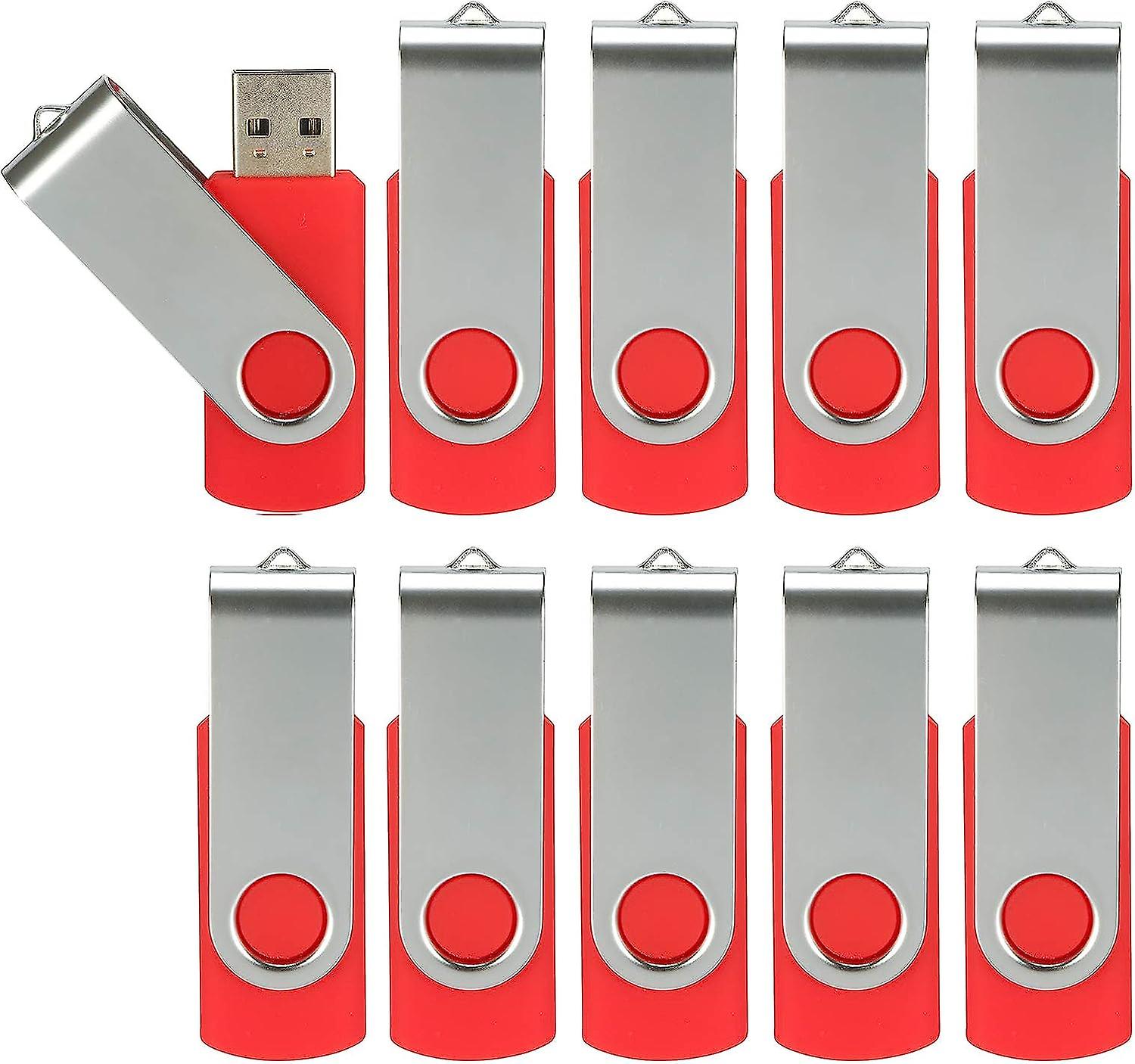 10 Pack USB Flash Drives USB 2.0 Thumb Drive Bulk Pack Swivel Memory Stick Fold Storage Jump Drive Zip Drive