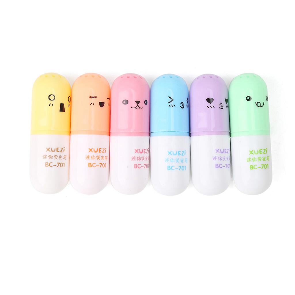 6Pcs Egg-like Markers Pens Colored Highlighters Chisel-tip Colored Marker Set