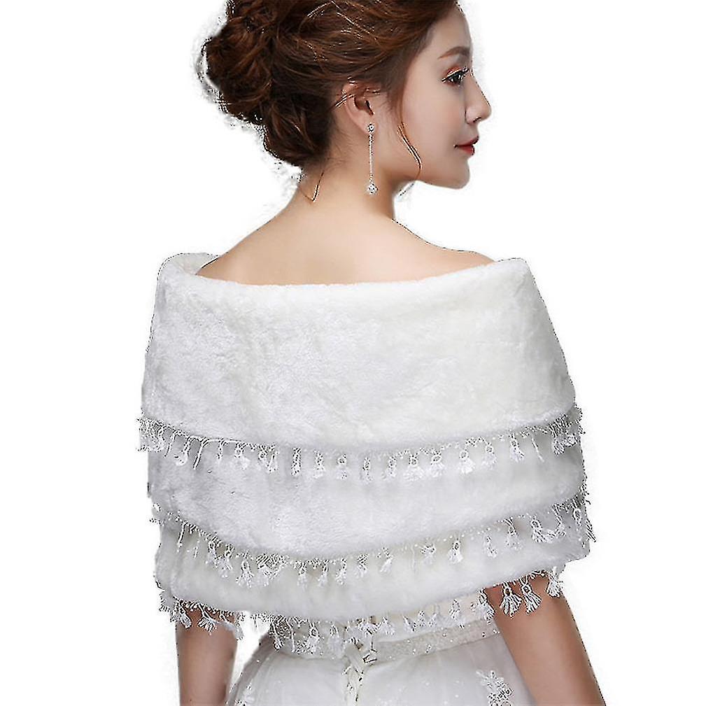 Women Winter Classic Faux Fur Capelets Shawls Soft Wedding Bridal Shoulder Cape Wraps Tippet Stoles