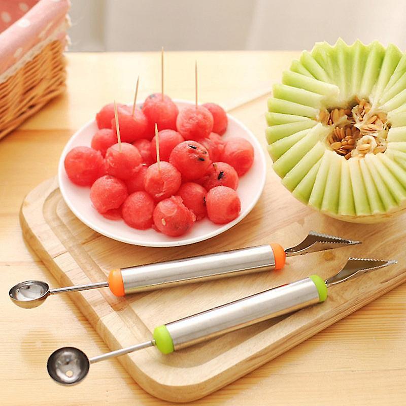 Dual-Functional Stainless Steel Fruit Melon Carving Spoon Baller Digging Tool