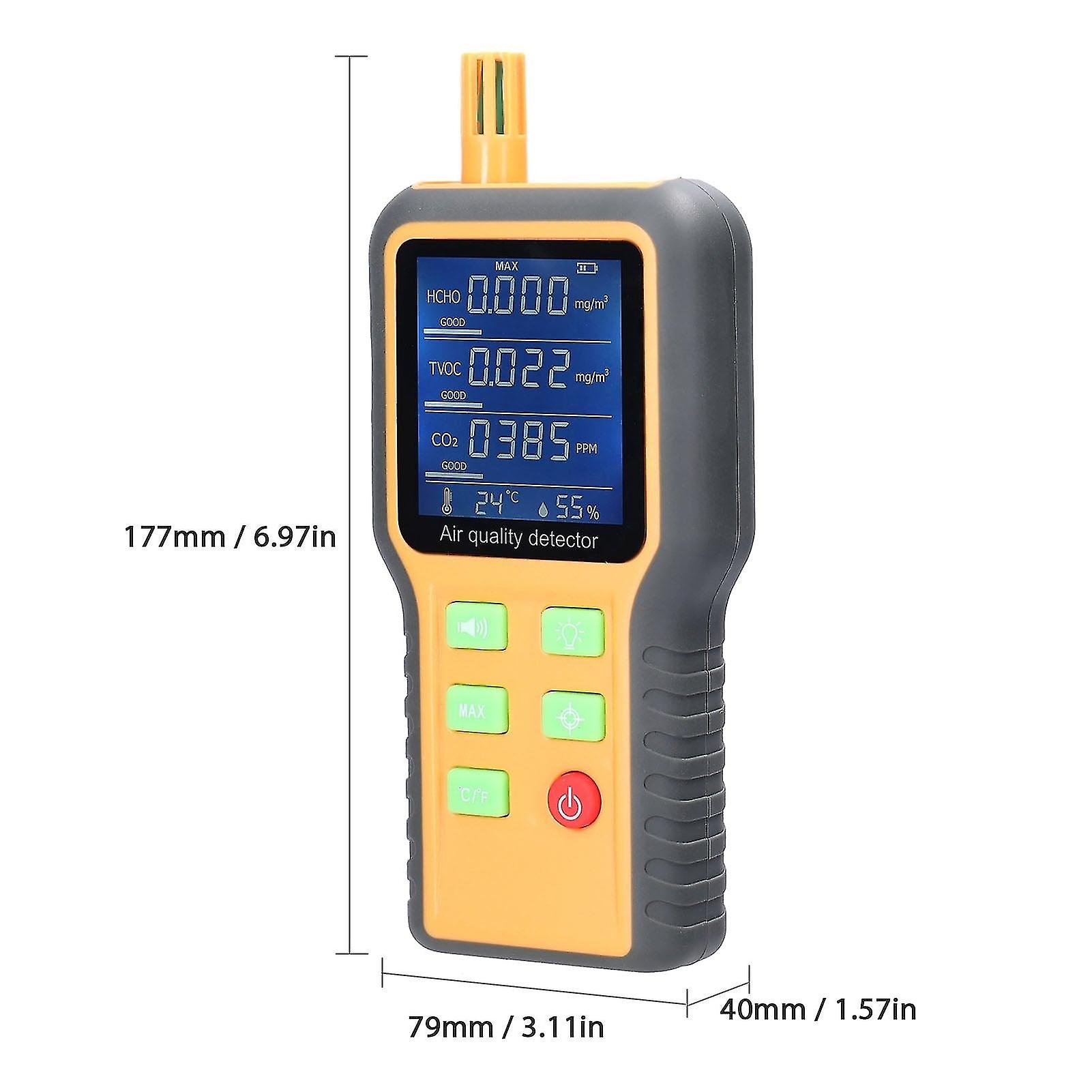 Household Air Quality Detector T/h Sensor Co2 Tester Lcd With Backlit Carbon Dioxide Tvoc Hcho Value Temperature Humidity Detect