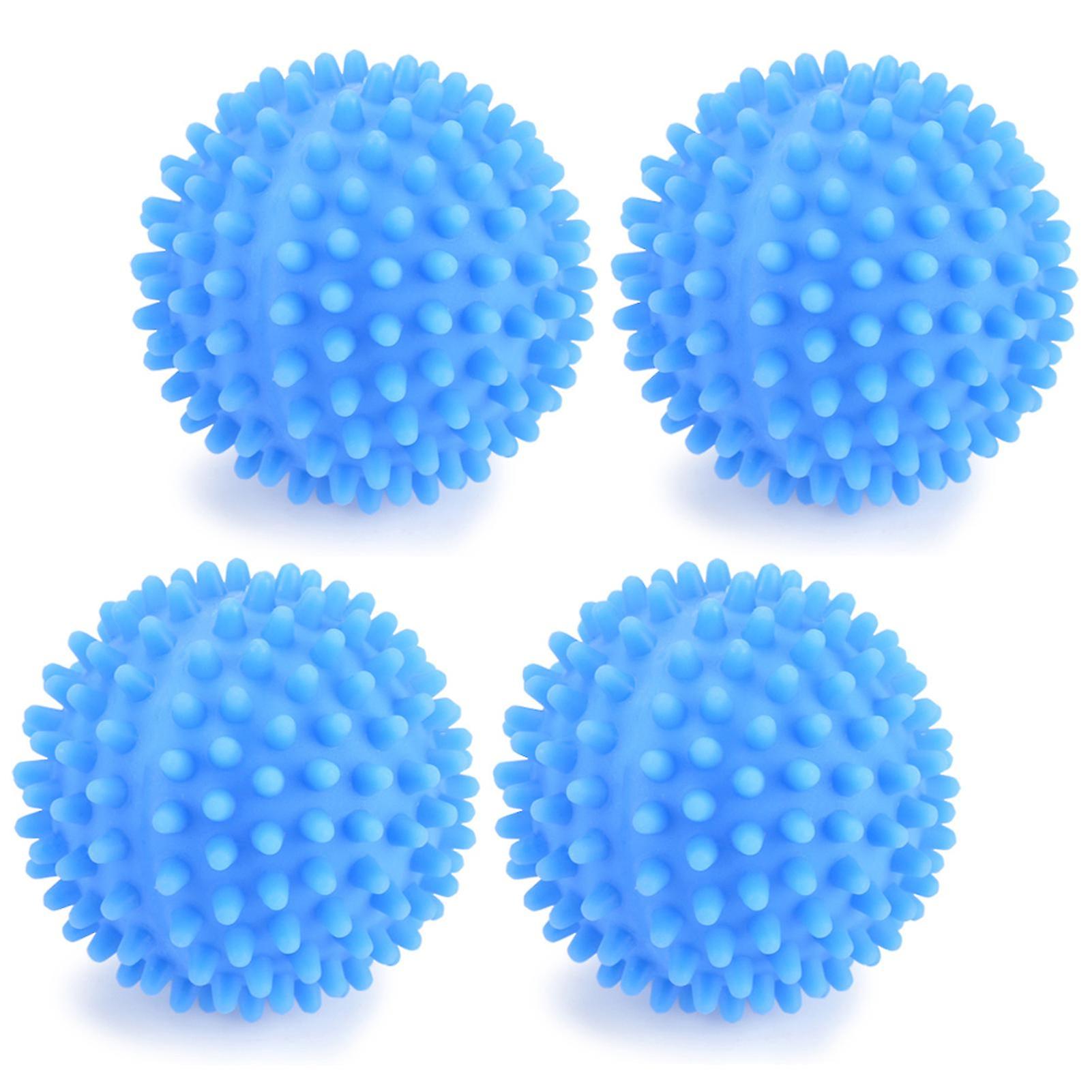 Pack of 4 reusable blue PVC laundry balls for fabric softener