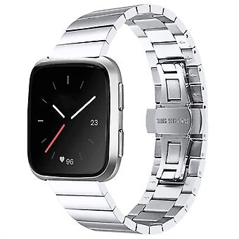 Pulseira de relógio inteligente de aço inoxidável para Fitbit Versa 3/Sense, cinta durável de substituição do projeto da fivela