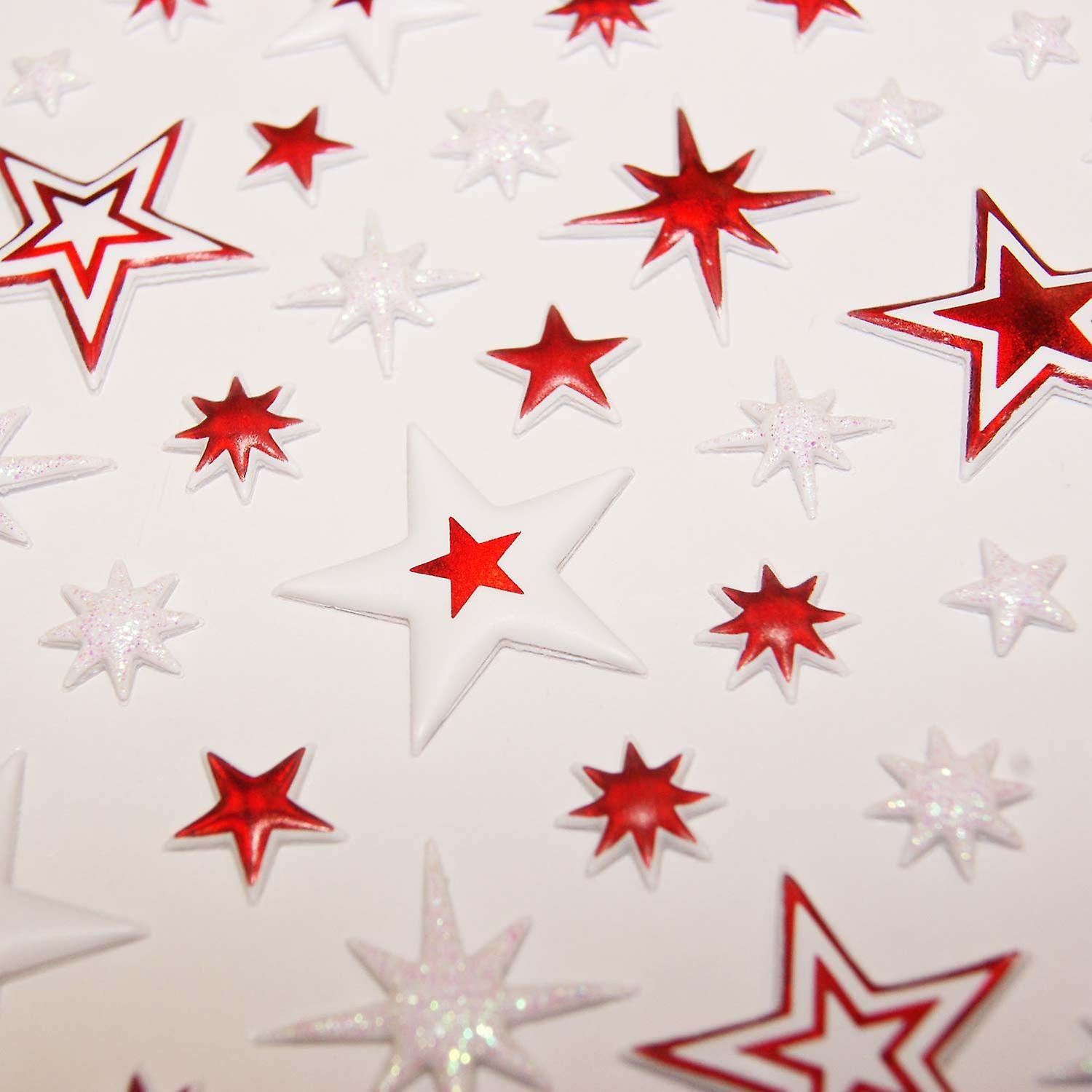 3D Foam Stickers - Red and White Stars