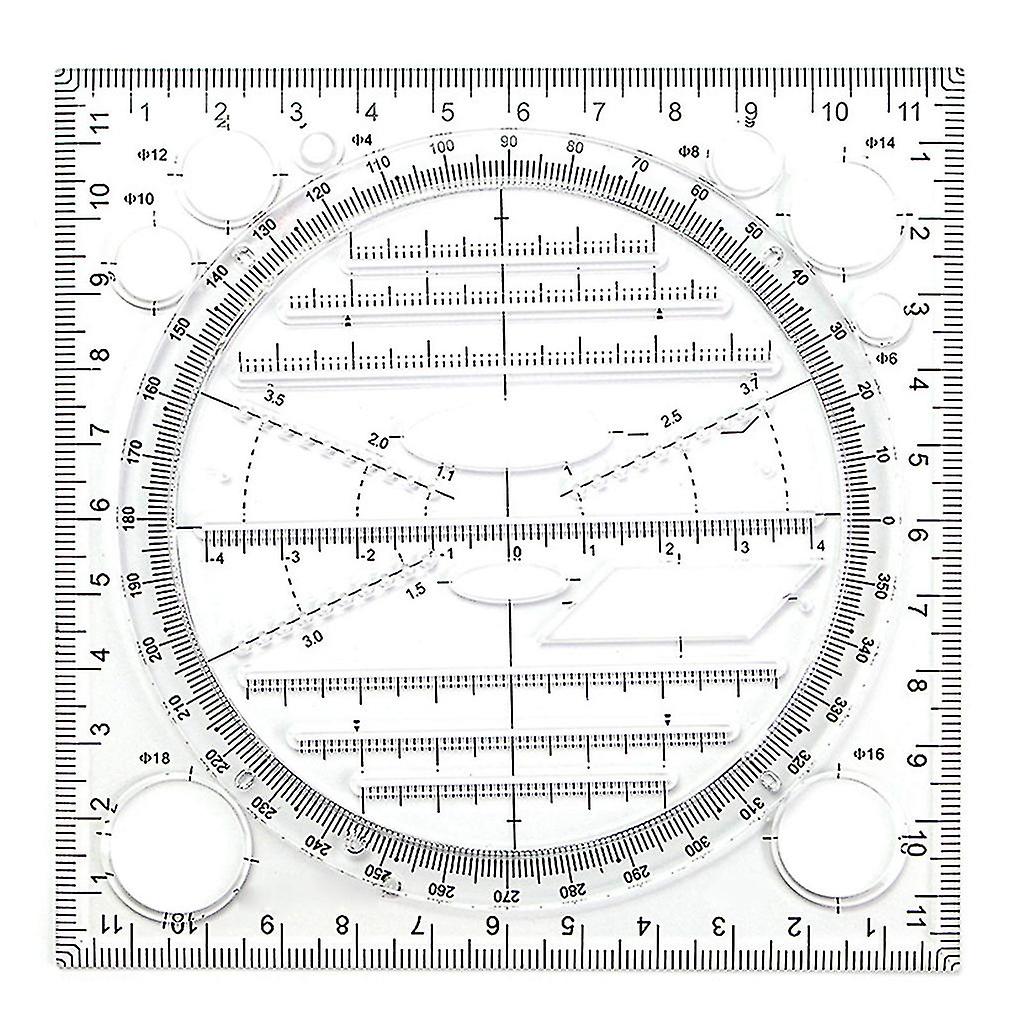 Multi-functional Circle Square Stencil Geometric Drafting Ruler Drawing Tool