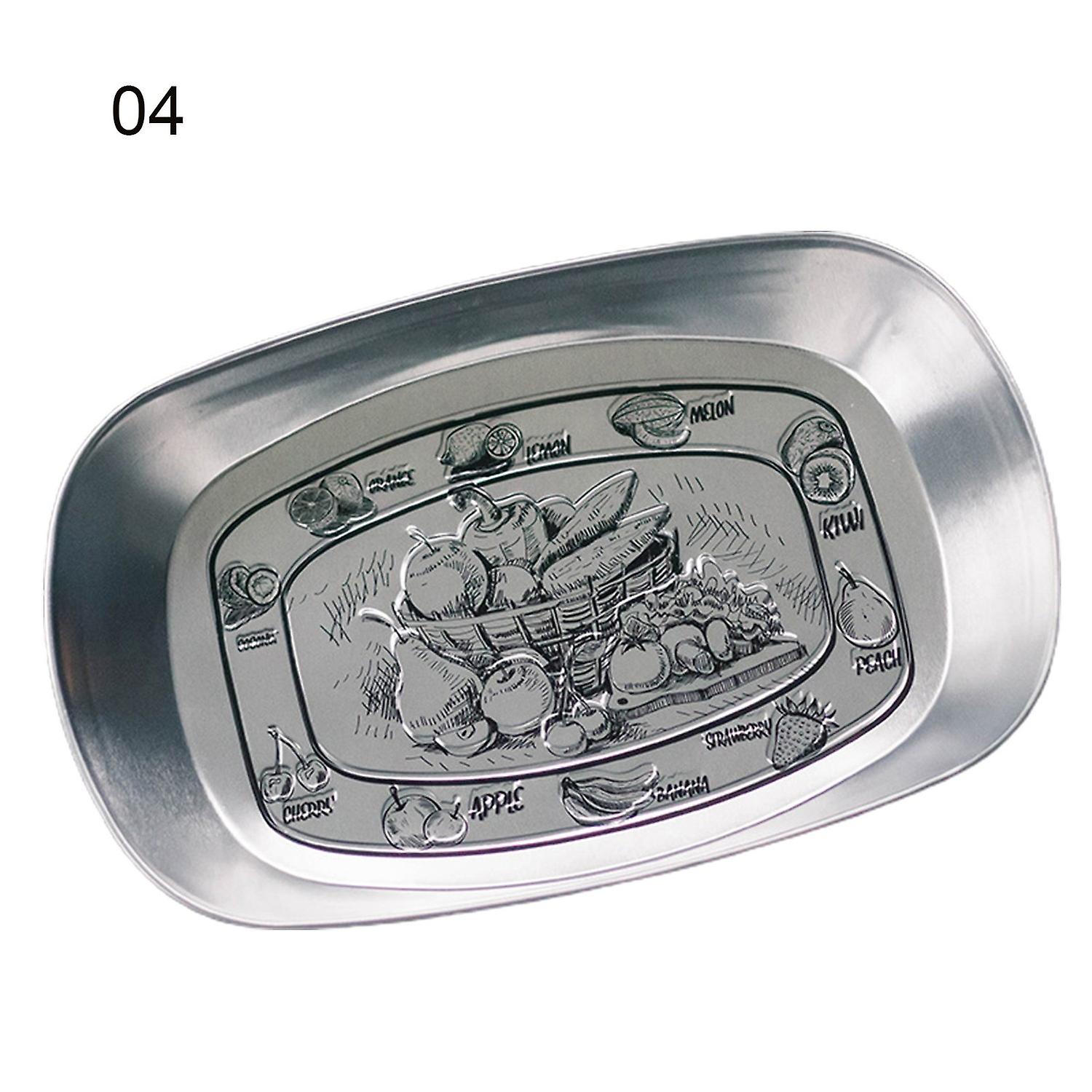 ZHOUBA Iron Serving Tray Emboss Dessert Plate Fruit Cake Bread Holder Photography Props