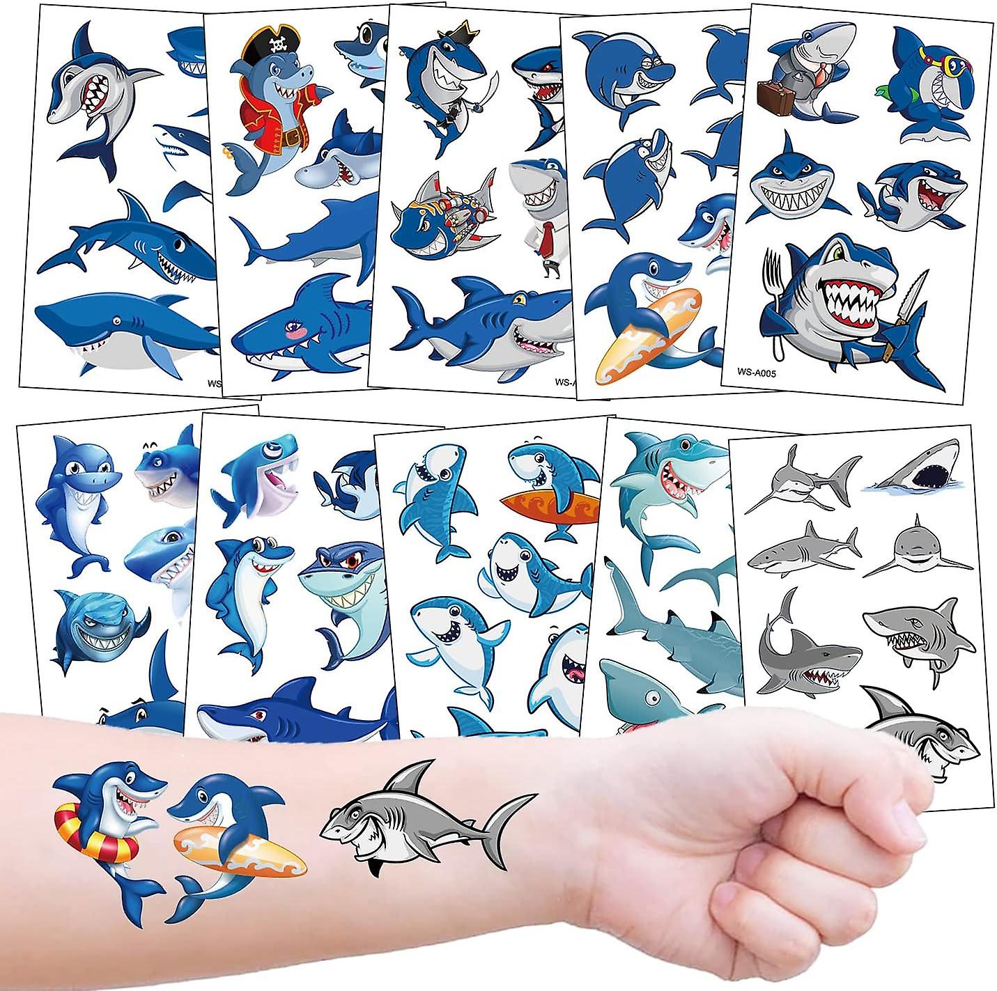 Shark Kids Tattoos, 10 Sheets Temporary Tattoo