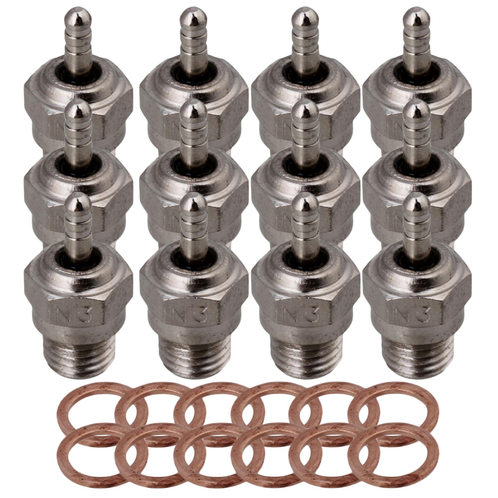 12PCS RC1:8 1:10 Glow Spark Plug Stainless Steel Replacement for HSP
