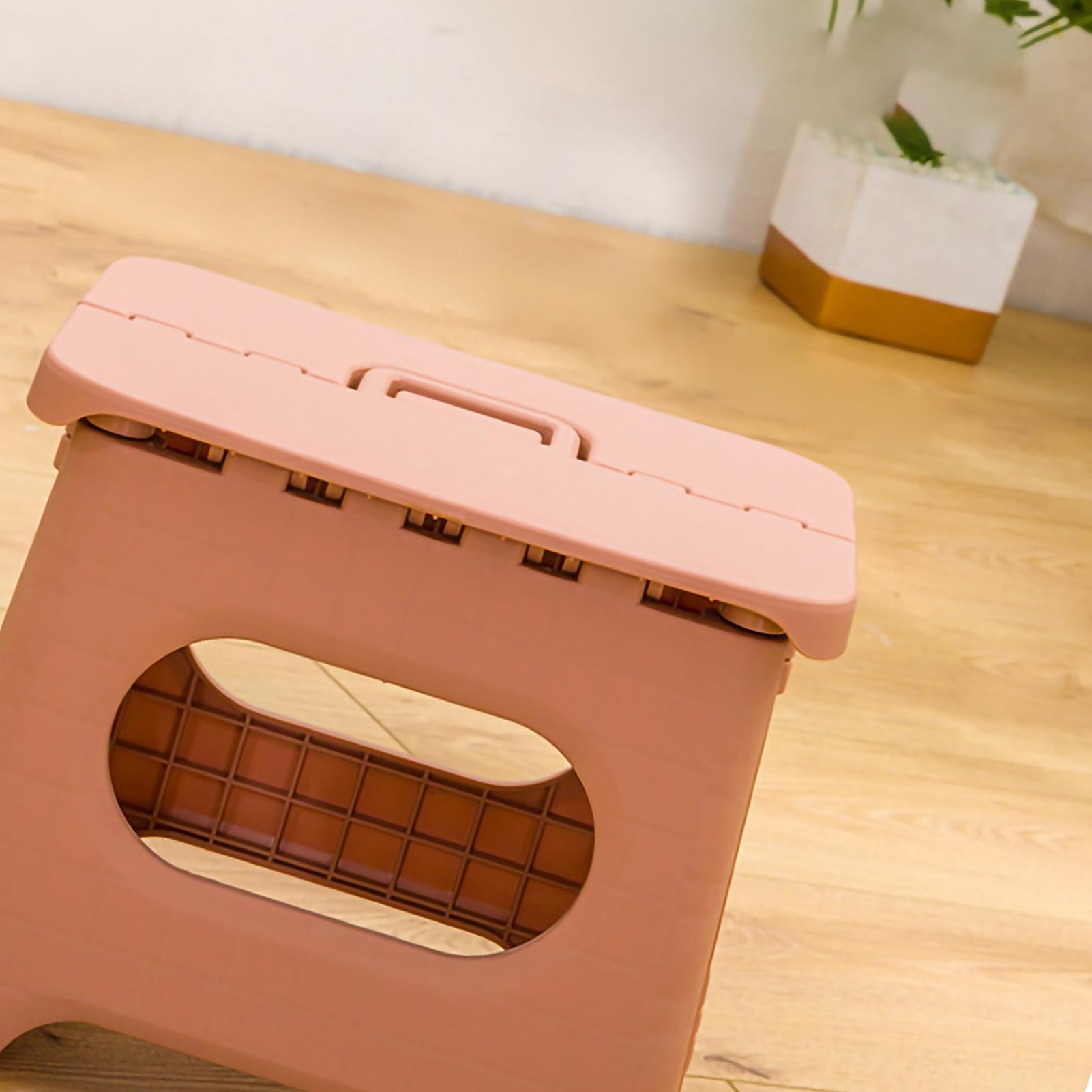 Folding Step Stool Portable Strong Space Saving Plastic Footstool for Adults and Kids Nude Pink 