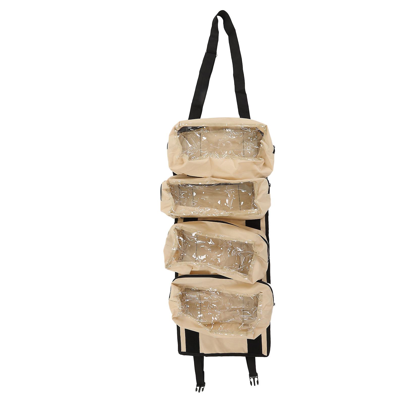 Multipurpose Roll Up Tool Bag 600D Oxford Cloth Detachable Storage Shoulder Bag for Hardware Electrician Tool Beige