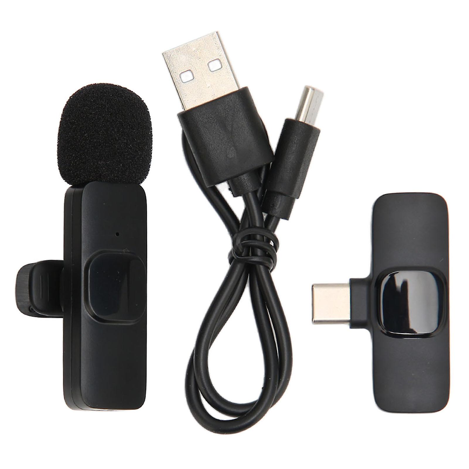 Wireless Lavalier Microphone K9 Type C Plug and Play Mini Lapel Mic with Noise Cancellation for Live Show Recording and Streaming