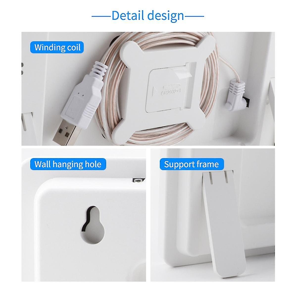 Digital Wall Clock Display, 11.2inch Rainbow Led Clock With Date, Temperature, Snooze, Adjustable Brightness,white