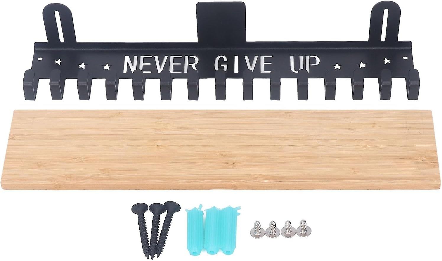 Wall Mounted Medal Hanger, Metal Race Medal Display Rack with Wooden ...