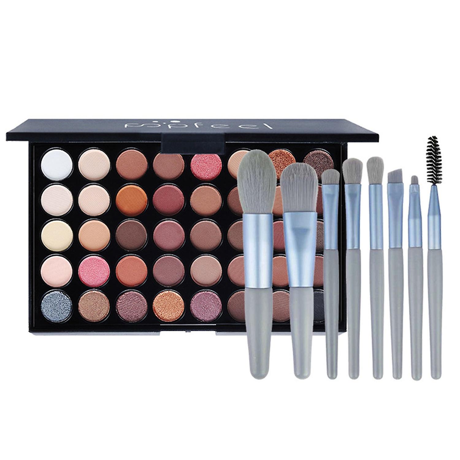 1 Set 40-Color Eyeshadow Makeup Palette with Eye Brushes Set Professional Matte Shimmering Eye