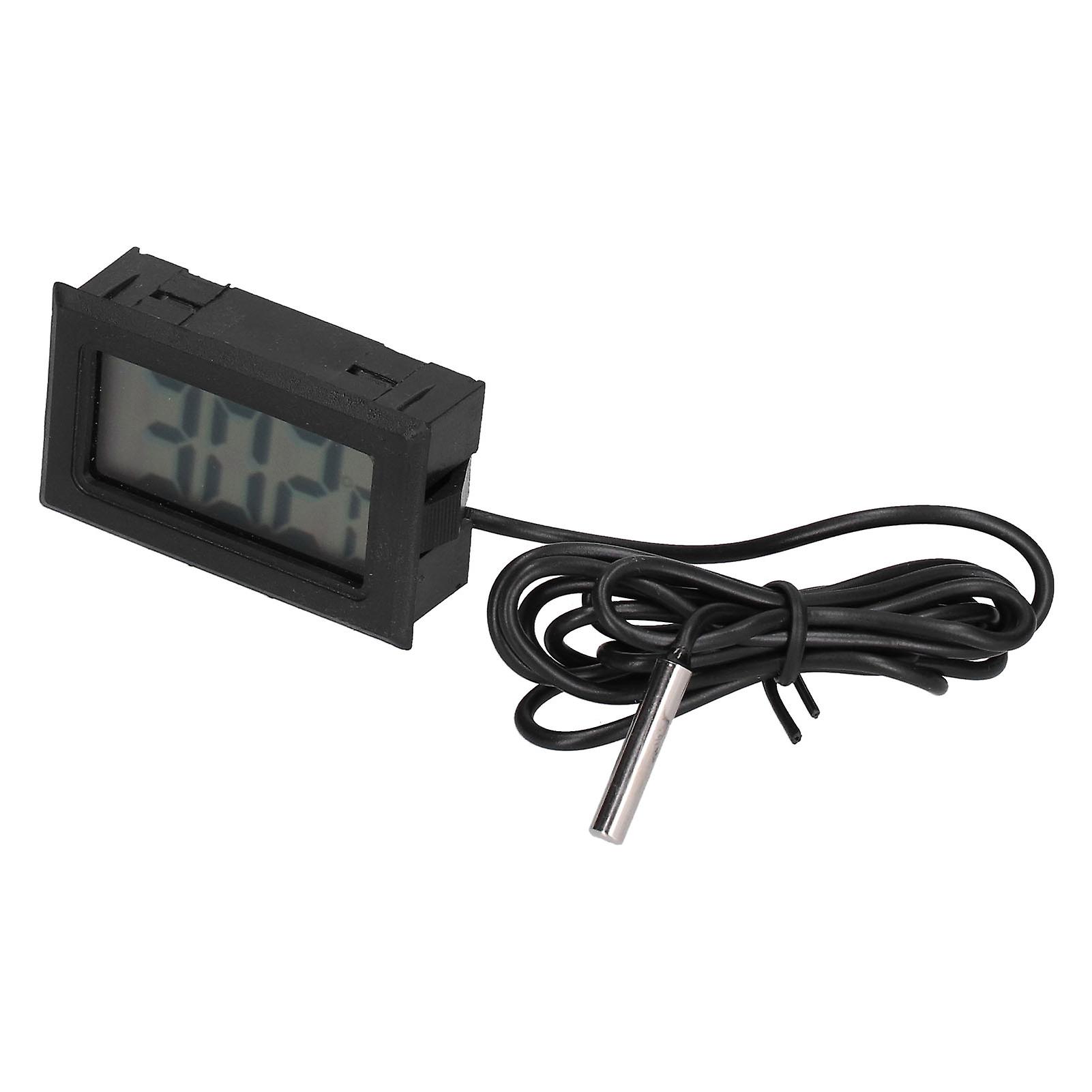Digital Electronic Temperature Gauge Black ABS LCD Thermometer with External Probe