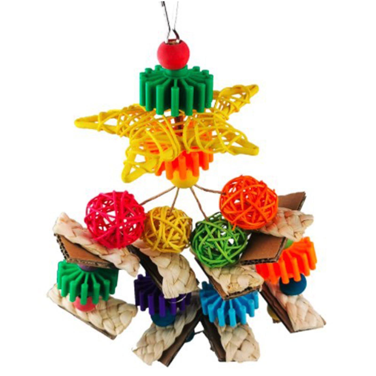 Parrot Chewing Toy 8.7 X 4.7 Inch Rattan Balls Cardboards With Hanging Hook
