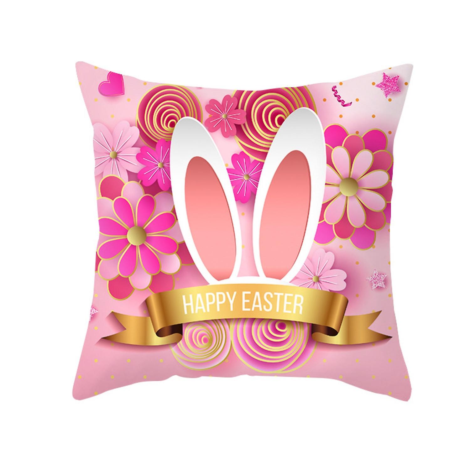 Easter Pillow Cover Convenient Add Atmospheres Polyester Peach Skin Theme Egg Pillow Case for Househ