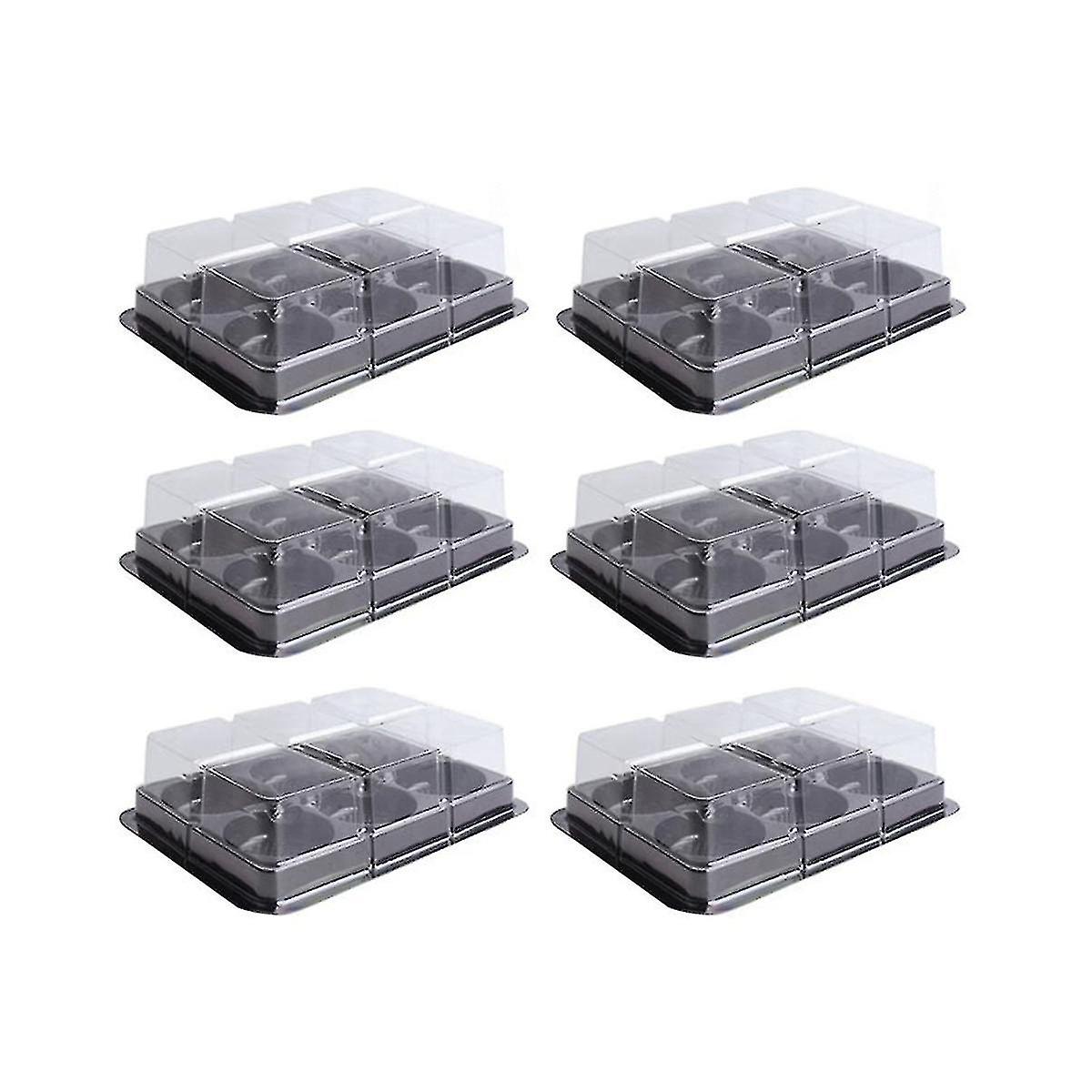 100pcs 6 Cavities Plastic Mooncake Tray Transparent Muffin Cupcake Mochi Container Cookie Carrier F