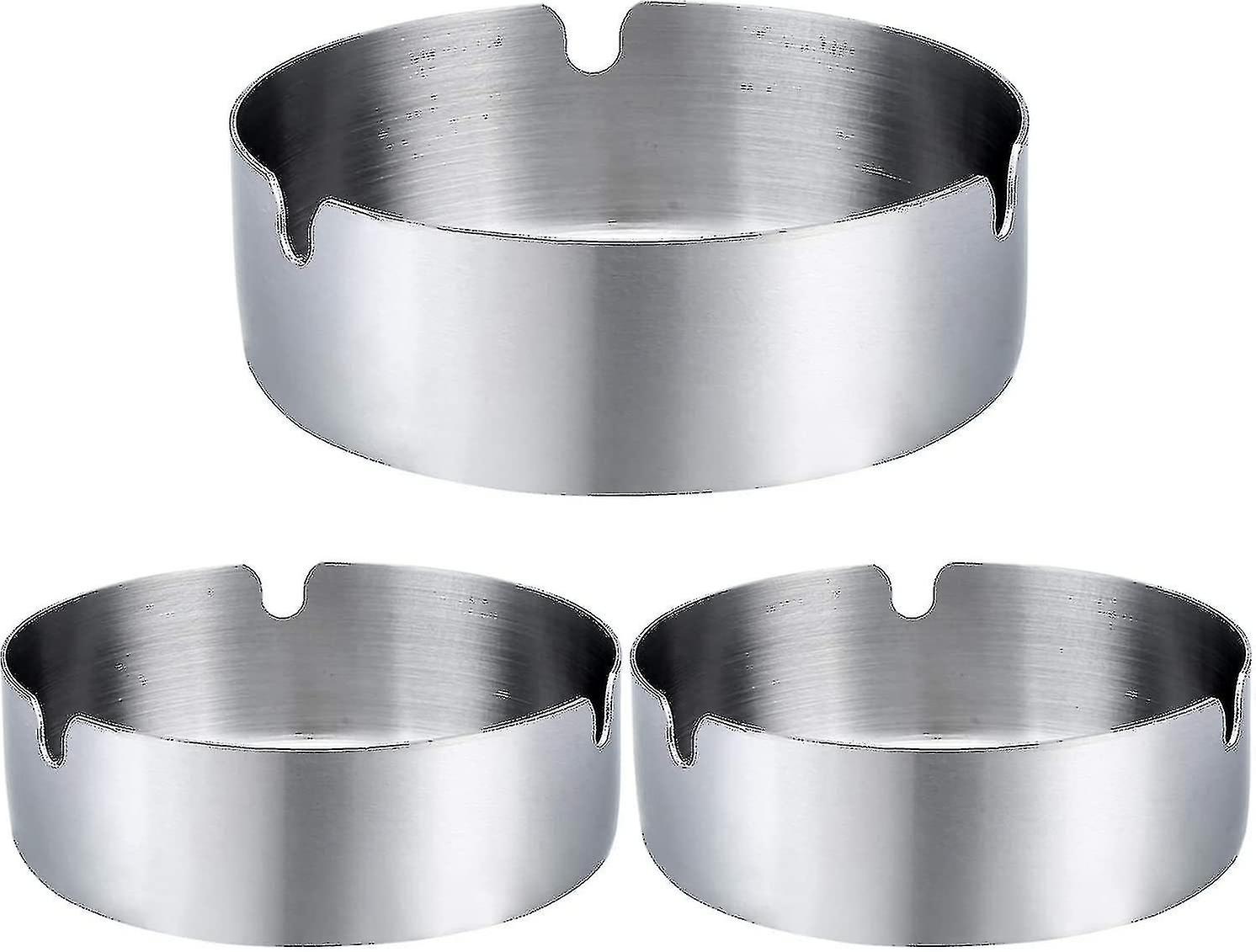 3 ashtrays tabletop round stainless steel ashtrays