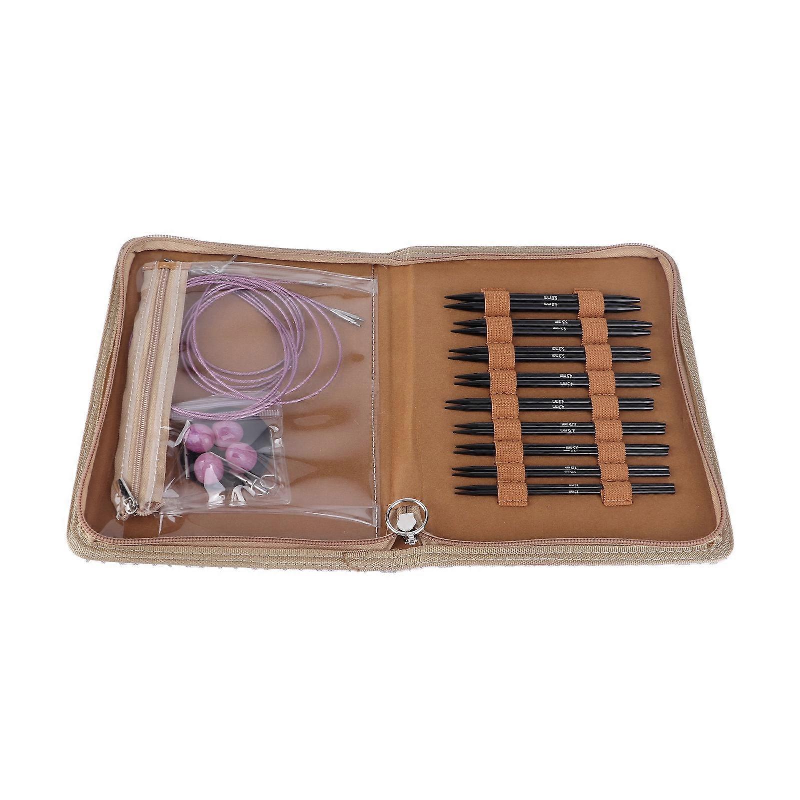 Circular Knitting Needle Set 3 to 6mm Interchangeable Ergonomic Circular Needle Set with Storage Bag for Crafting