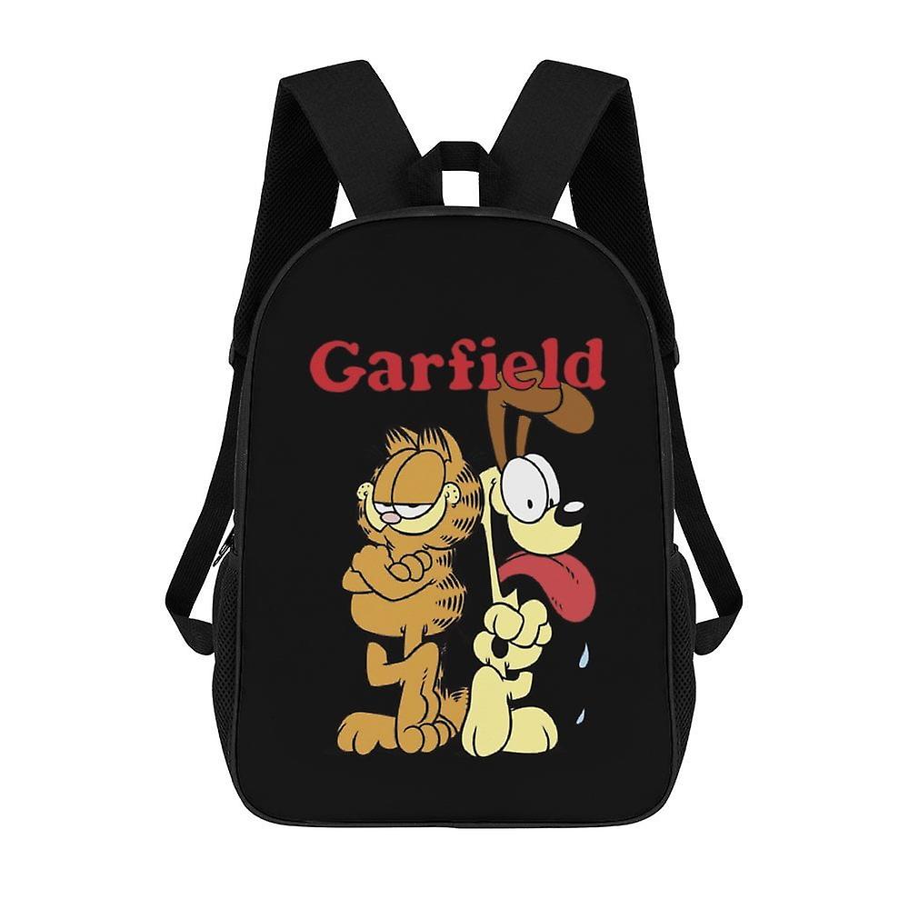 漫画の猫ガーフィールド17インチの大容量大人のバックパック、カジュアルでシンプルなランドセル、学校、オフィス、旅行収納、その他のシーンに適しています