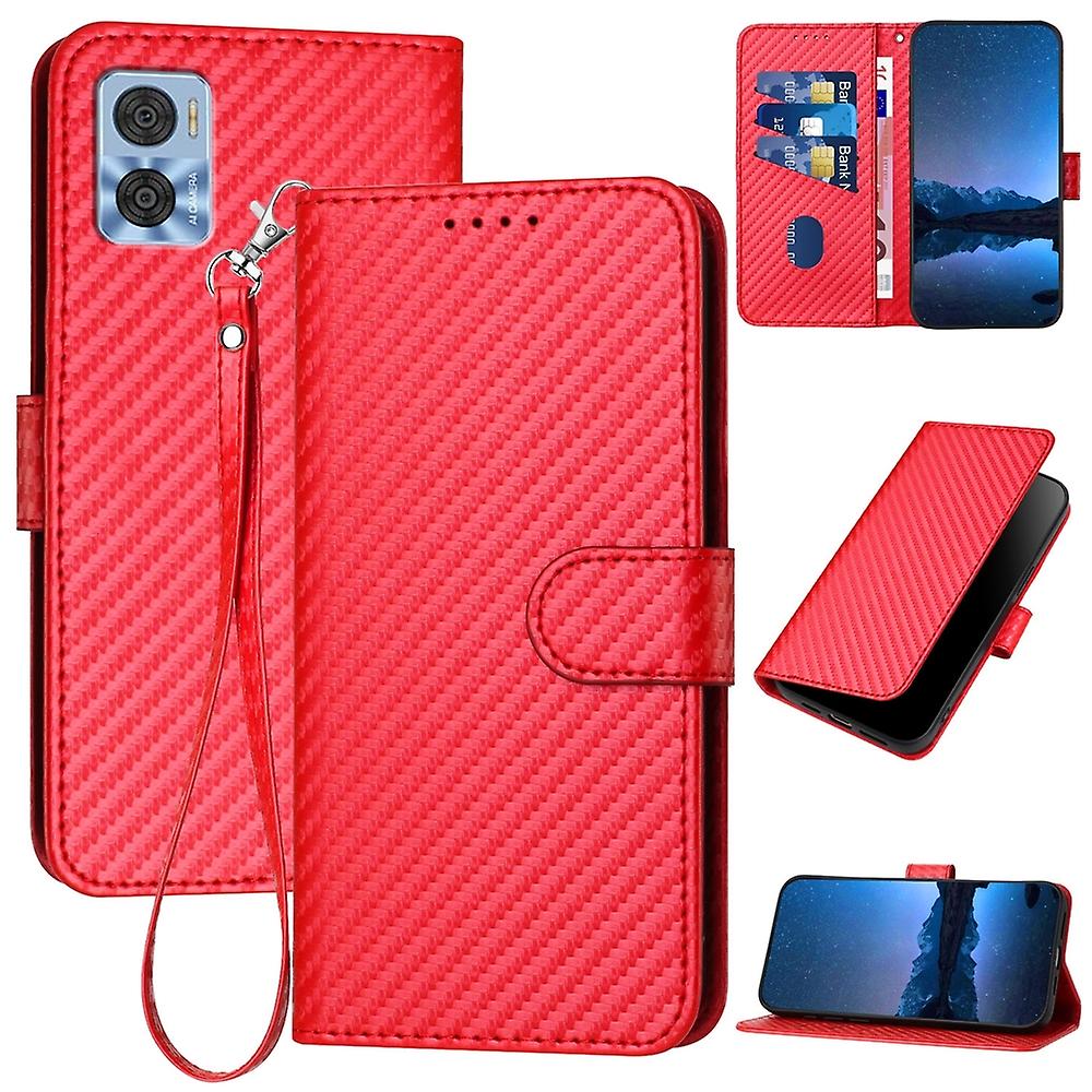 Carbon Fiber PU Case For Motorola Moto E22