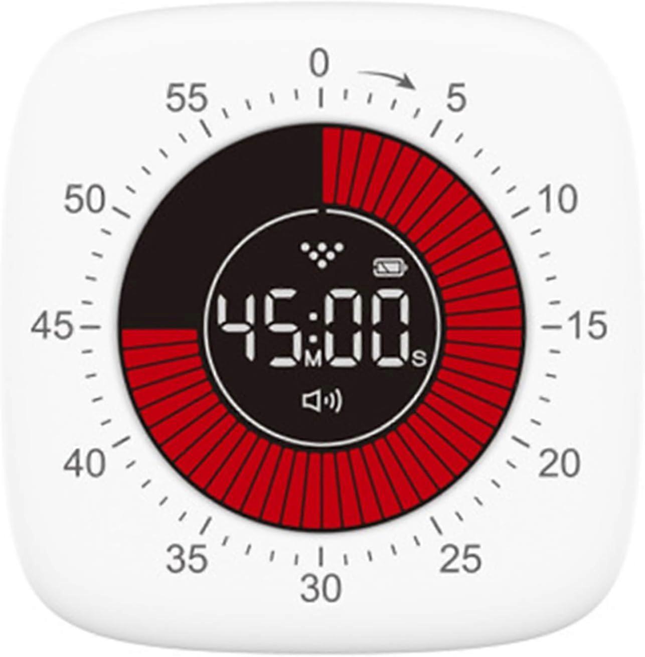 Desk Timer Clock Digital Visual Timer Rechargeable 60 Minute Countdown Kids Study Desk Silent Clock White