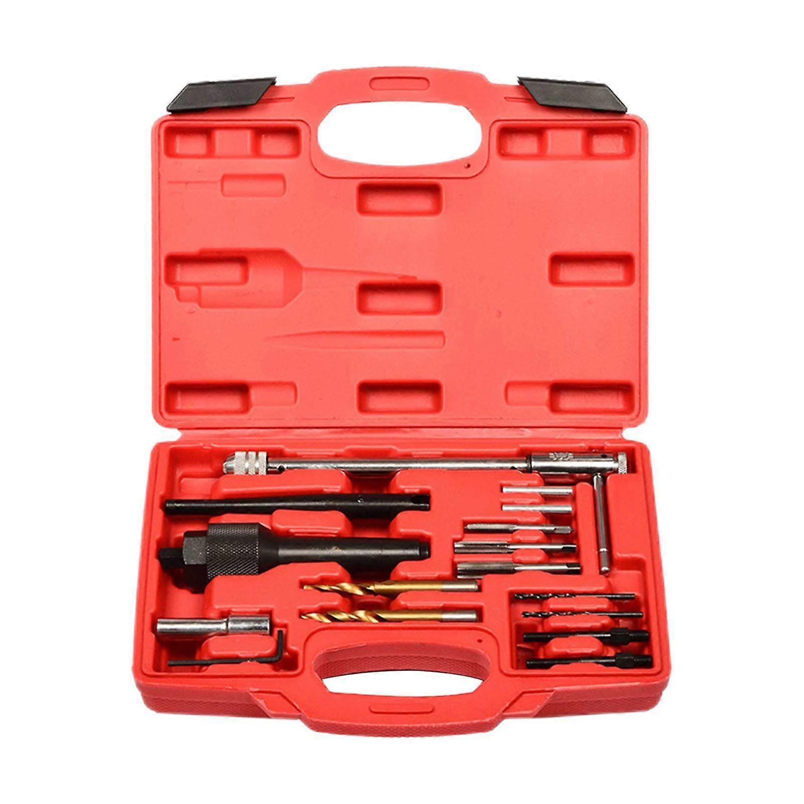16 Pieces Glow Plug Extractor Repair Tool Accessory Glow Plug Extraction Kit Red Box