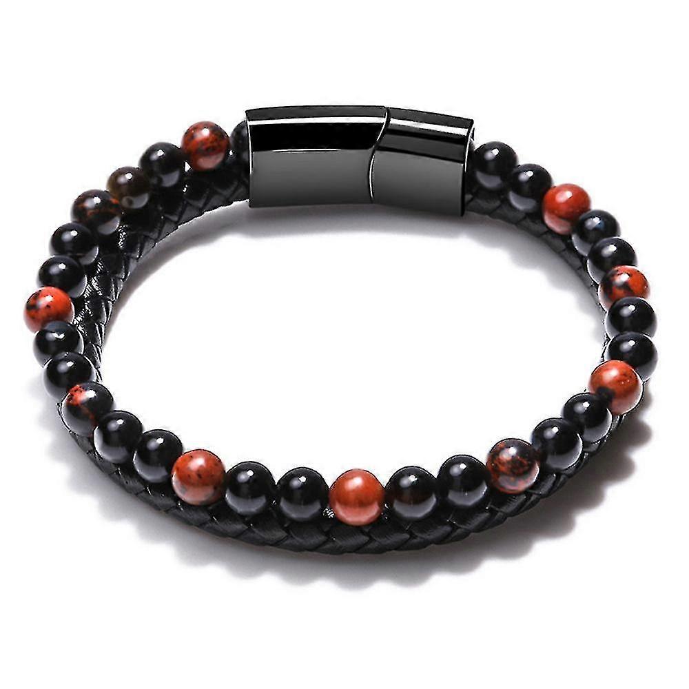 Natural Agate Stone Leather Beaded Bracelet Leather Beaded Bracelets