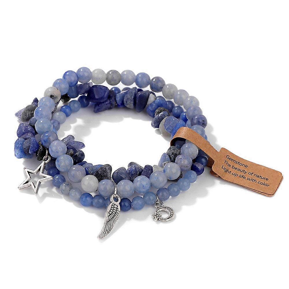 Bracelet - Blue-Striped Agate Trio - Ocean Waves