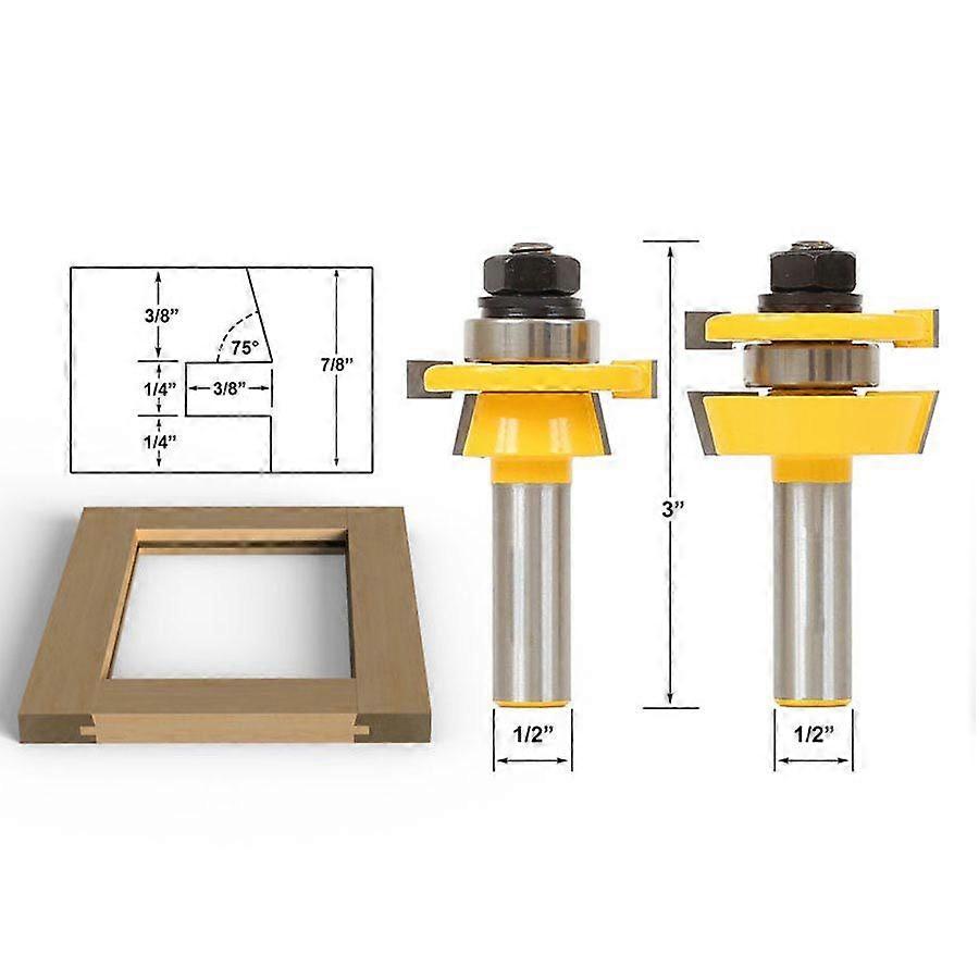 2PCS Rail Router Bit 1/2 inch Shaker Woodworking Chisel Cutter