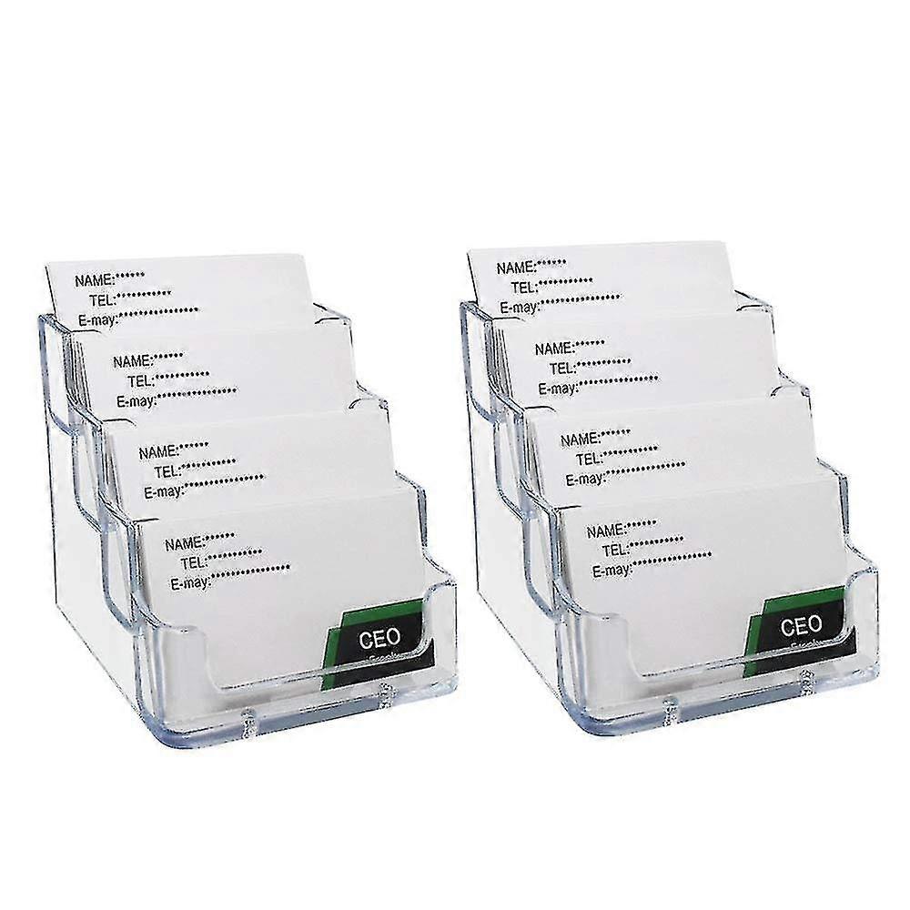 2024 Suitable 2 PCS acrylic business card stand with 4 slots, keep organized, transparent