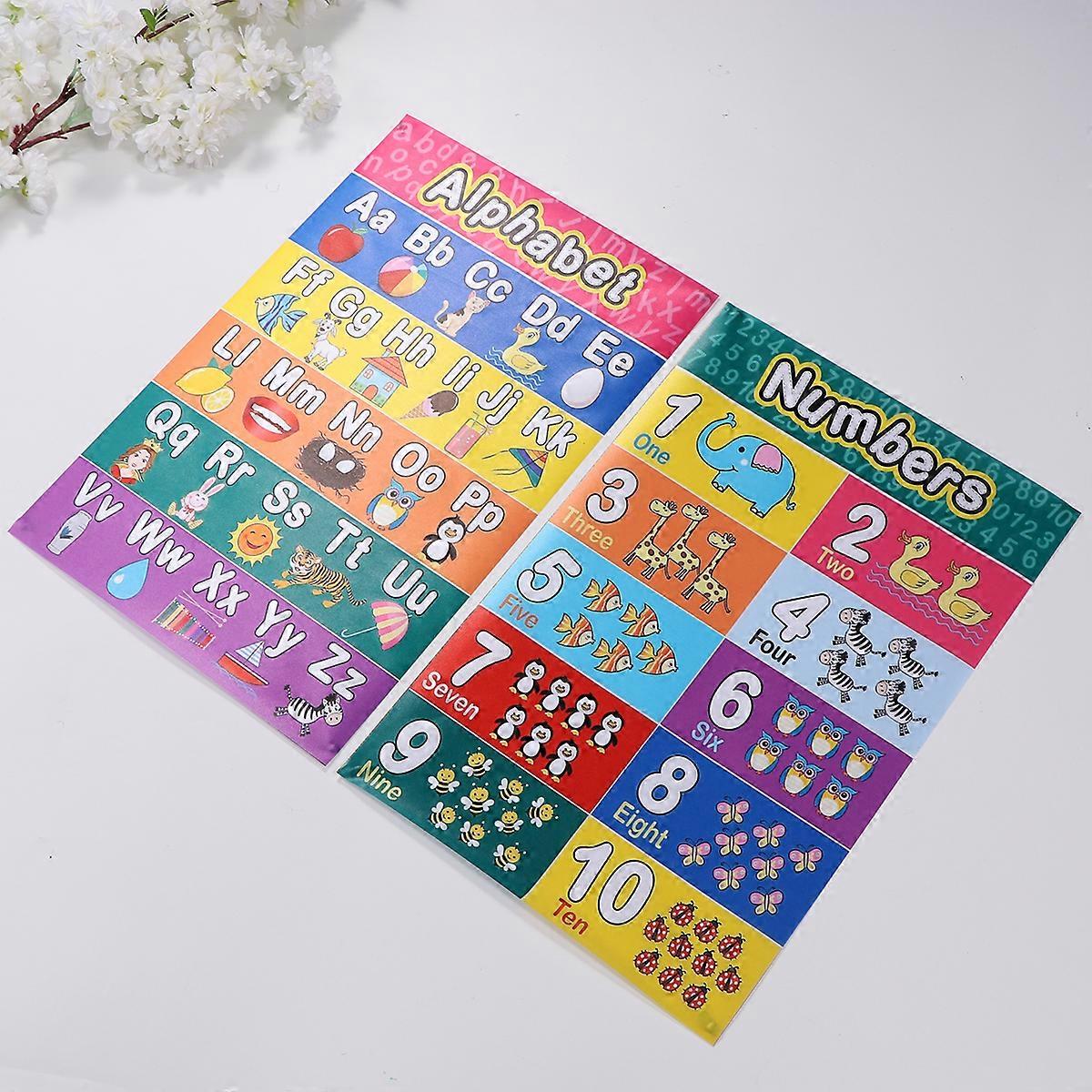 2pcs Early Educational Alphabet Mathematics Children Kids Wall Chart ...