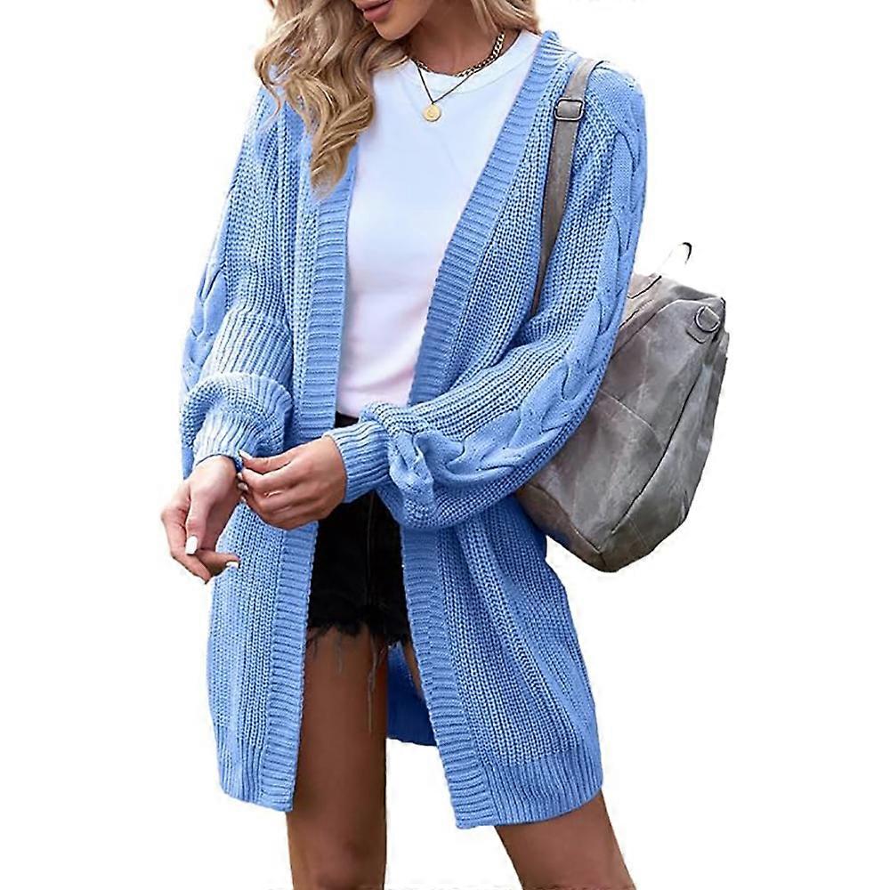 Damen Lange Strickjacke Oversize Langarmpullover Strickjacke Casual Strickmantel Herbst Oberbekleidung mit Tasche