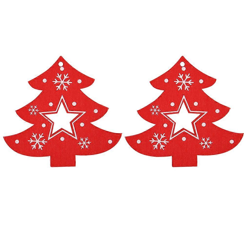 50 stk træ vedhæng dekorative ornament hjem DIY tilbehør malet artware Xmas Tree Red
