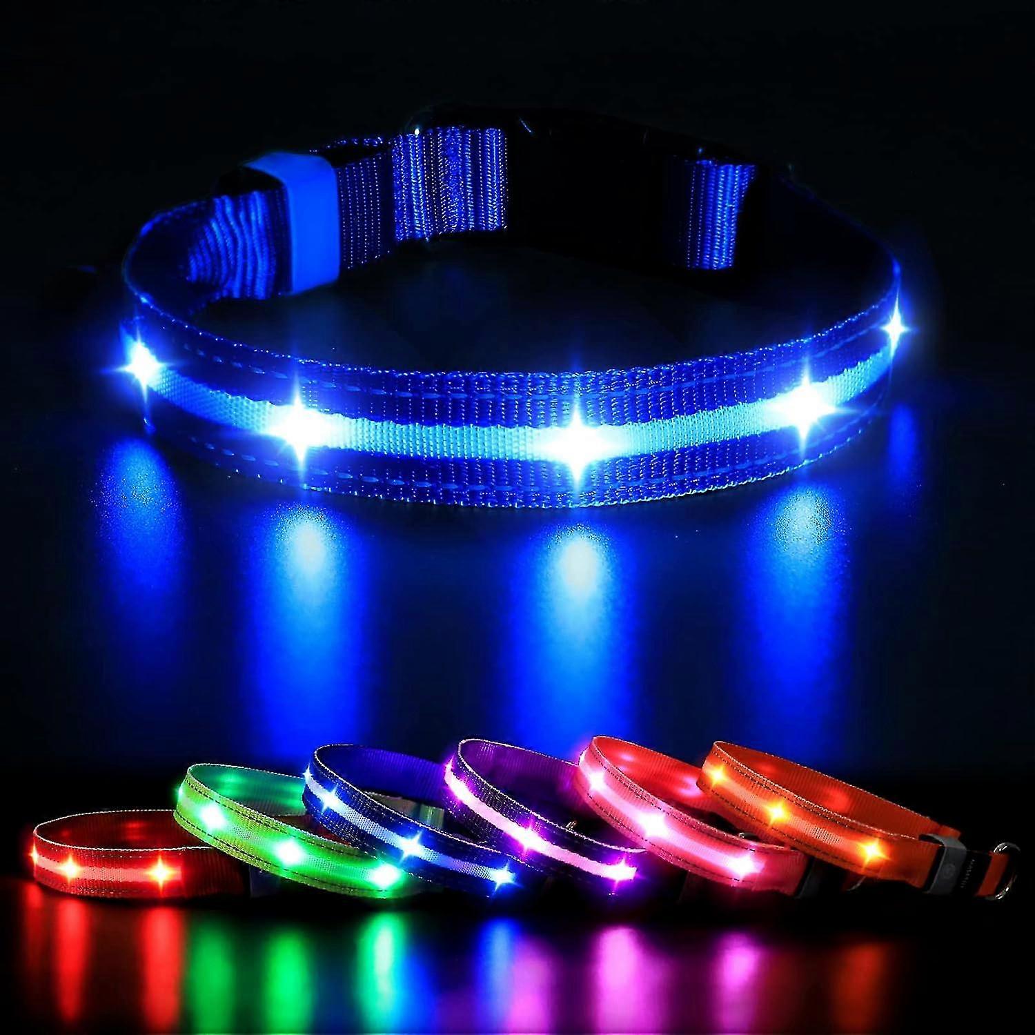 Allumez le collier de chien pour l’obscurité, le collier de chien à LED rechargeable par USB étanche avec 3 modes clignotants, le collier de chien réglable clignotant super lumineux pour