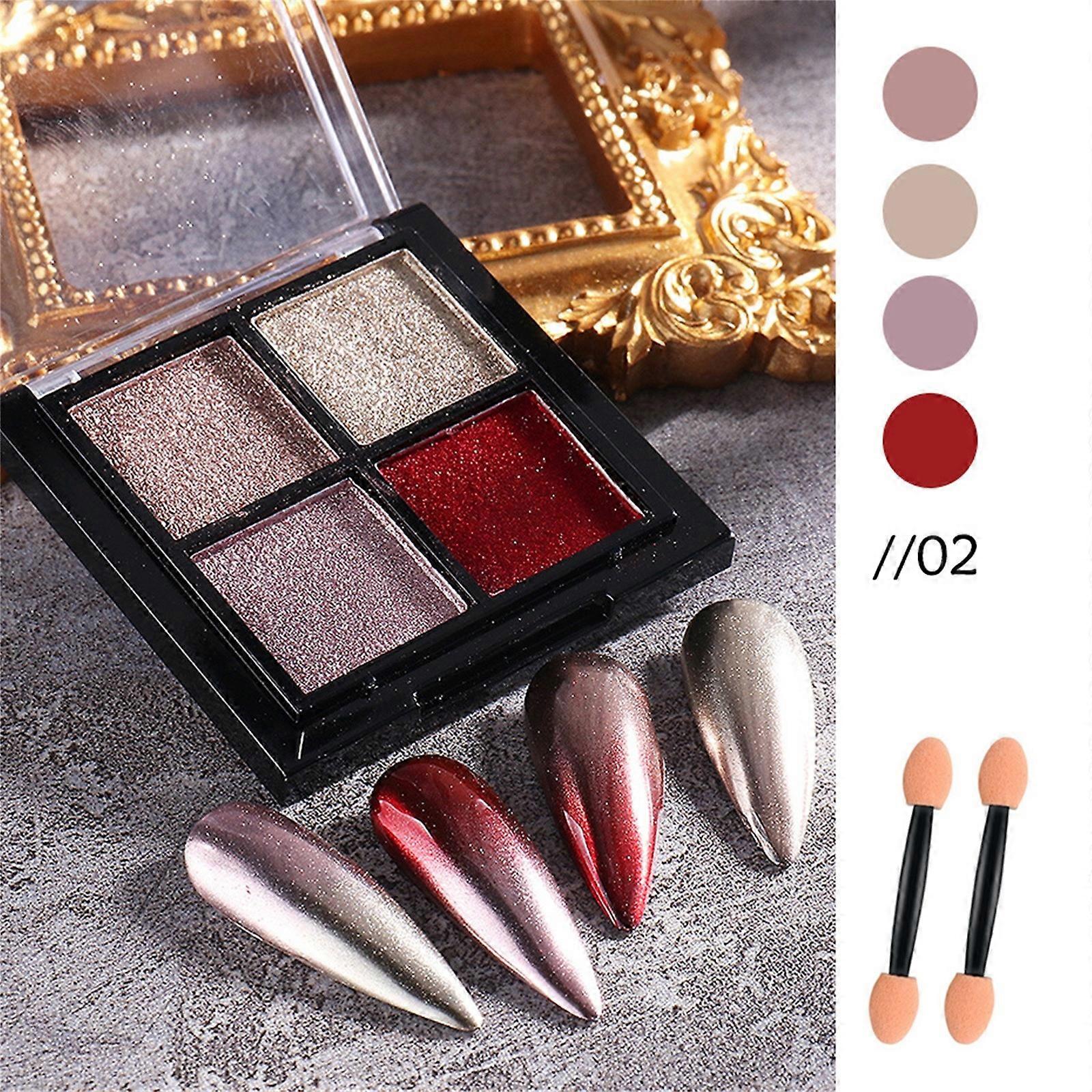 Nail Art Solid Mirror Powder 4 Color Pan Nail  Mirror Glitter