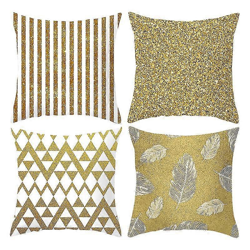4pcs Nordic Modern Abstract Geometric Gold Series Polyester Home Decoration Pillowcase Decorative C