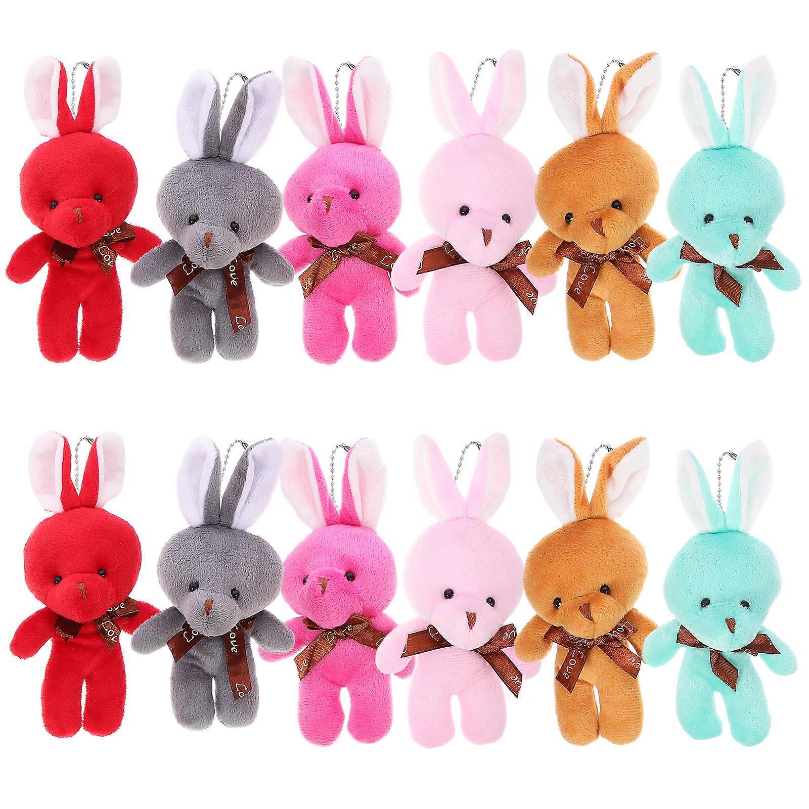 12pcs Mini Plush Rabbit Pendants Tiny Stuffed Rabbit Charms Small Bunny Doll Pendants