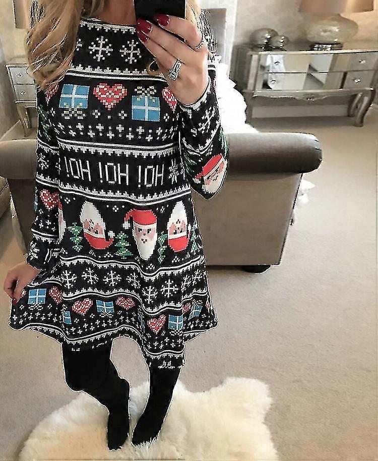 レディースパーティー クリスマスドレス レディースホリデークリスマス サンタクローススイング ミニドレス 雪だるま