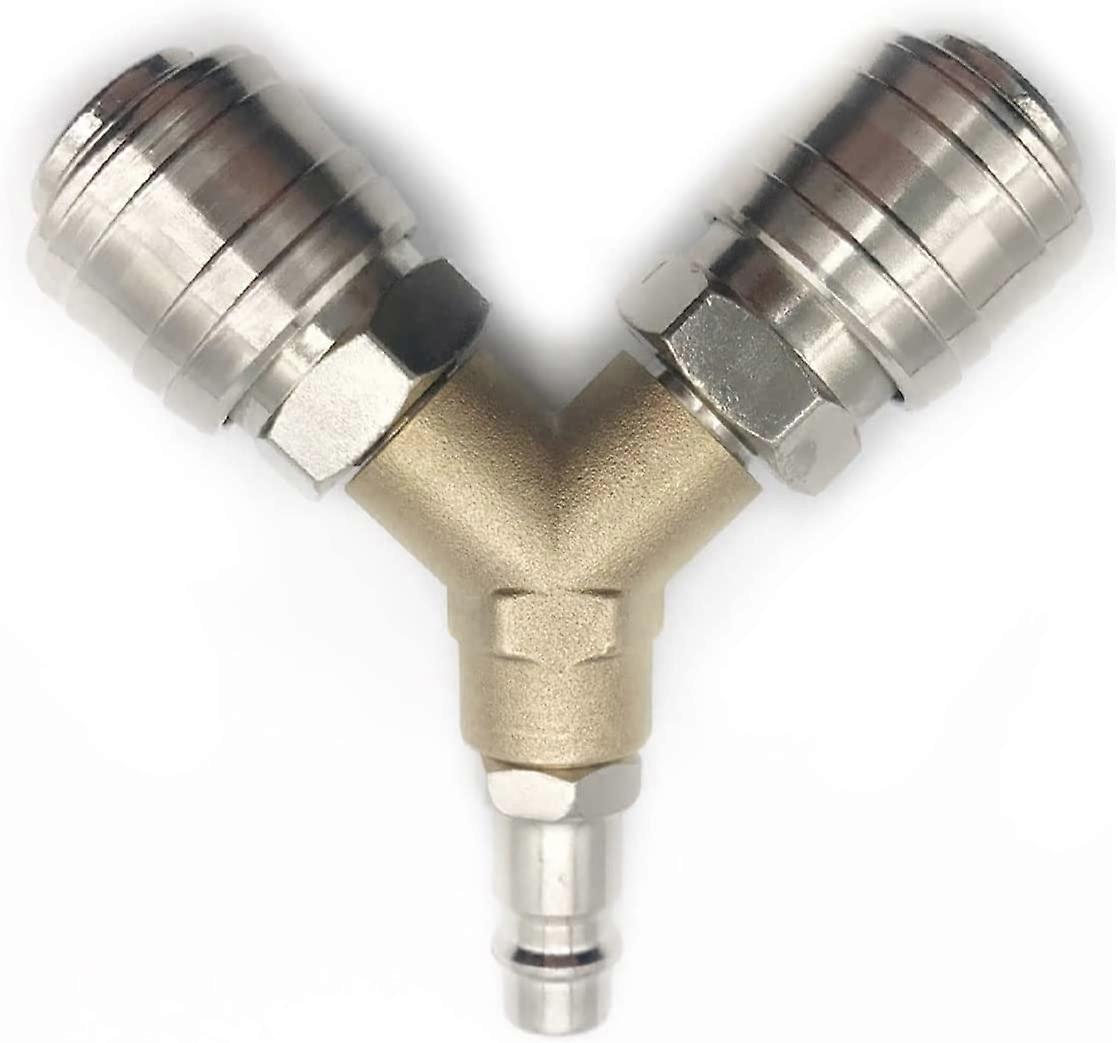 Compressed Air Distributor, Compressed Air Fitting 1/4 Quick Release 3 Way Compressed Air Connector with Male Thread Y Distributor