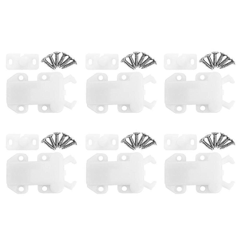 6 Sets Nylon Cabinet Drawer Rebound Self Locking Door Latches Furniture Hardware AccessoriesWhite YEMAA