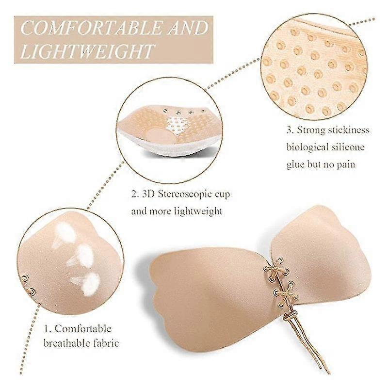 Soutien-Gorge Adhésif Invisible Push-Up 4 Pièces - Remonte-Poitrine Silicone Réutilisable, Dos Nu Mariage Plage