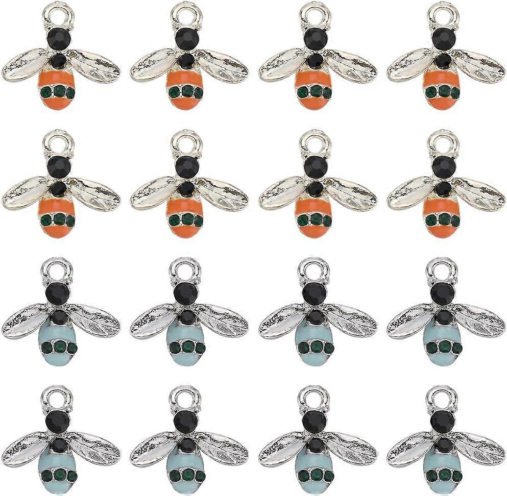 40Pcs Honey Bee Charms Gold Bees Charm Alloy Enamel Rhinestones HoneyBee BumbleBee Small Insects Spring Charm