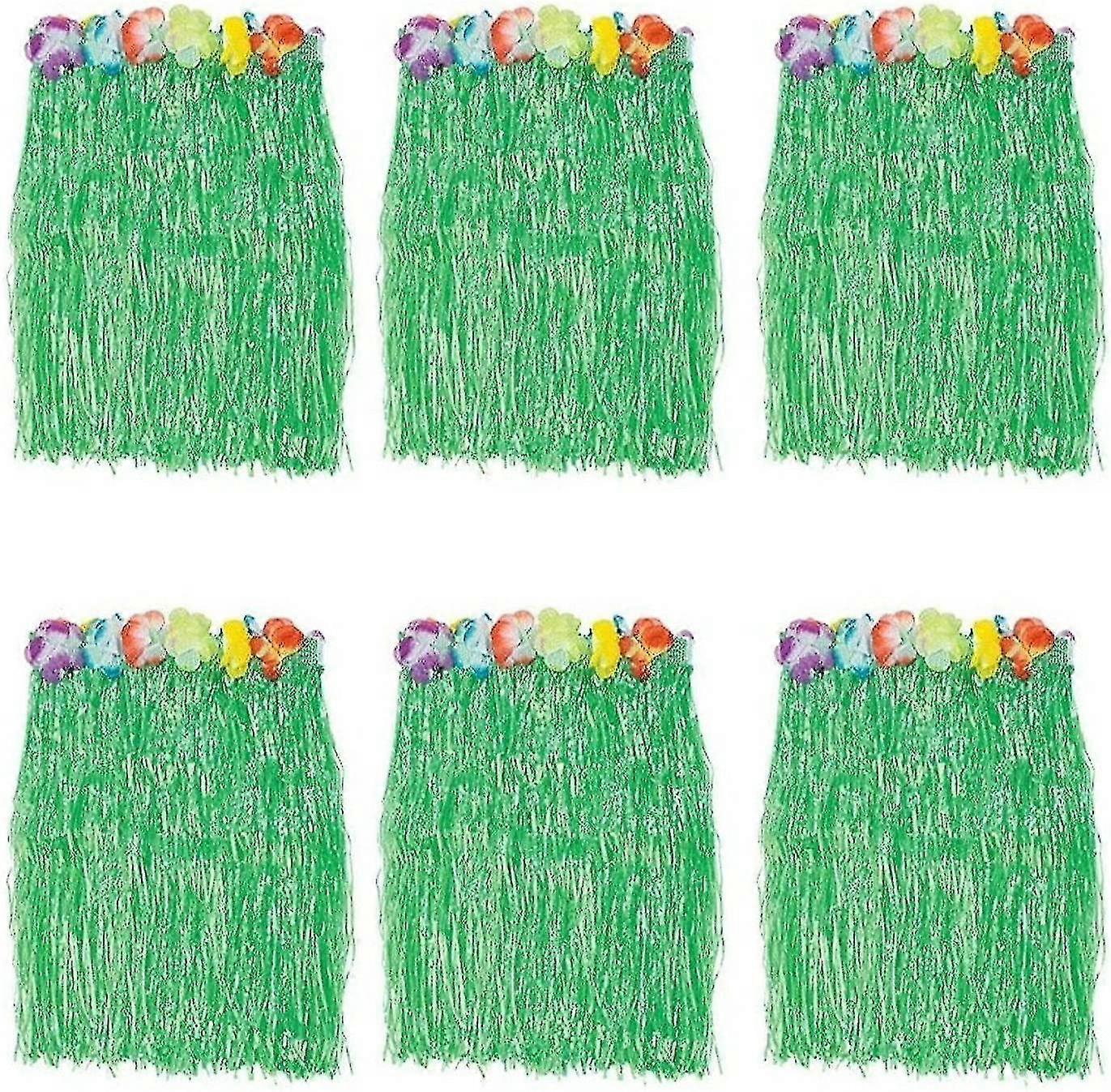 Hawaiian Skirt Home Party Elastic Hula Dancer Grass Skirt For Kids(16" ,8 Pack)