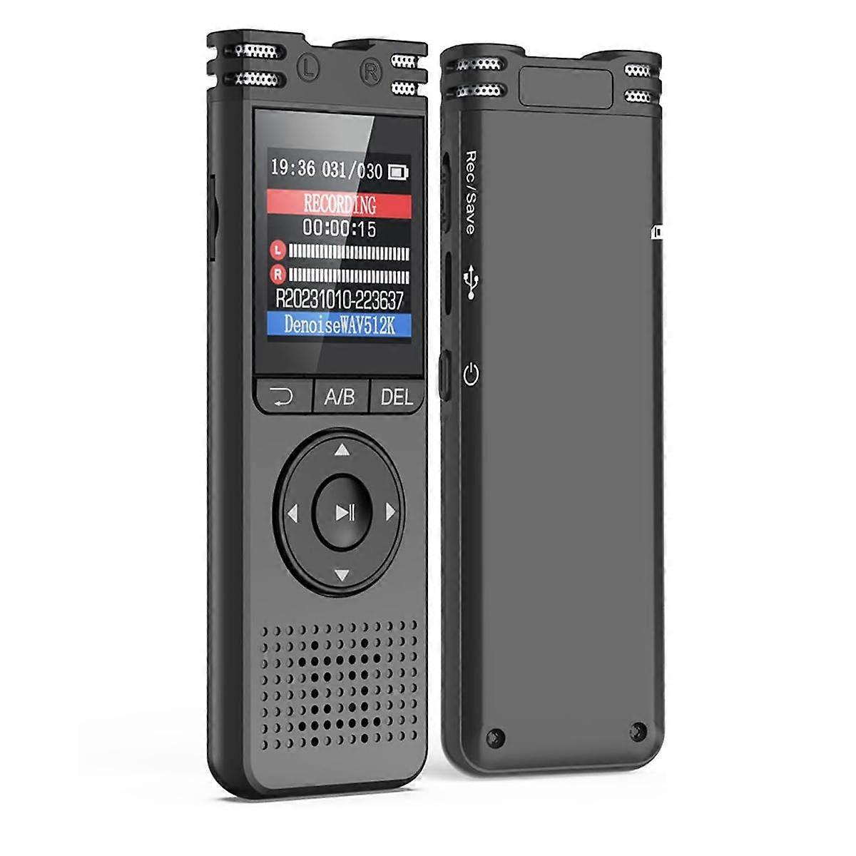 64GB Digital Voice Recorder with Playback Voice Activated Tape Recorder Sound Audio Recorder for Lectures Meeting