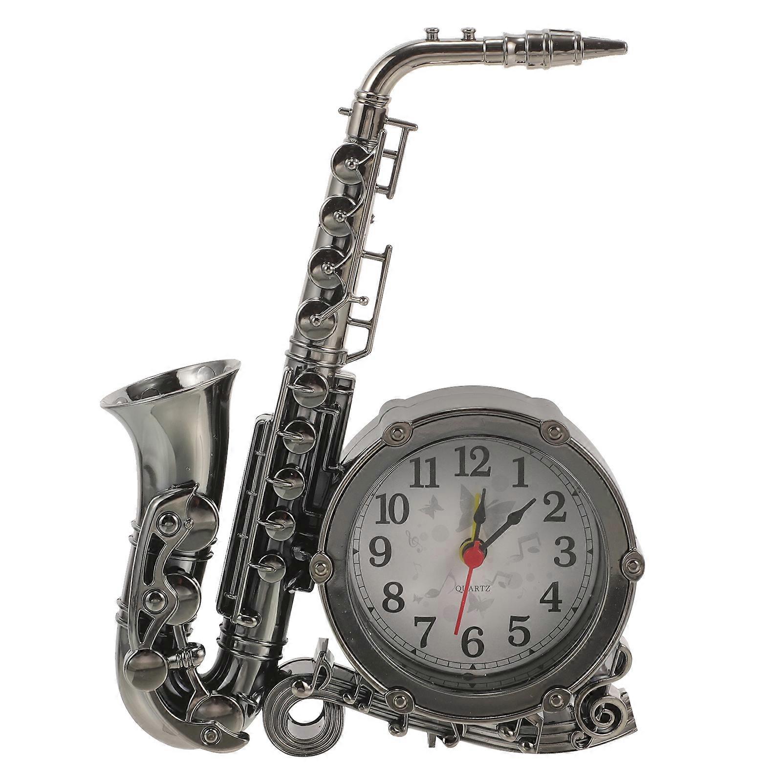 Vintage Alarm Clock Decorative Clock Bedside Saxophone Shaped Tabletop Clock