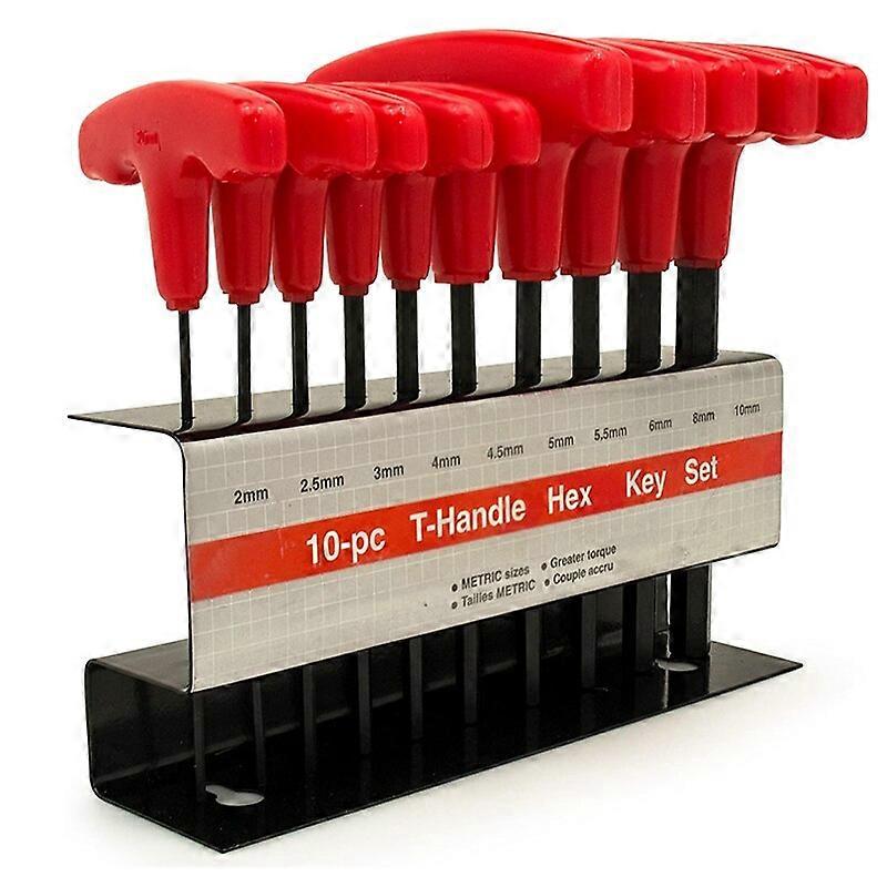 10PC T-Handle Hex Key Hex Wrench Tool Set Includes Sizes 2Mm-10Mm Long Handles Hex Wrenchs Driver Tools