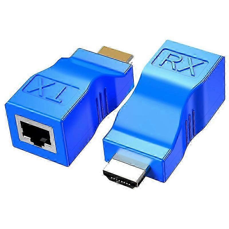 2Pack HDMI Extender,HDMI to RJ45 Converter Repeater over Cat 5E / 6 1080P Up to 30M Extender compati