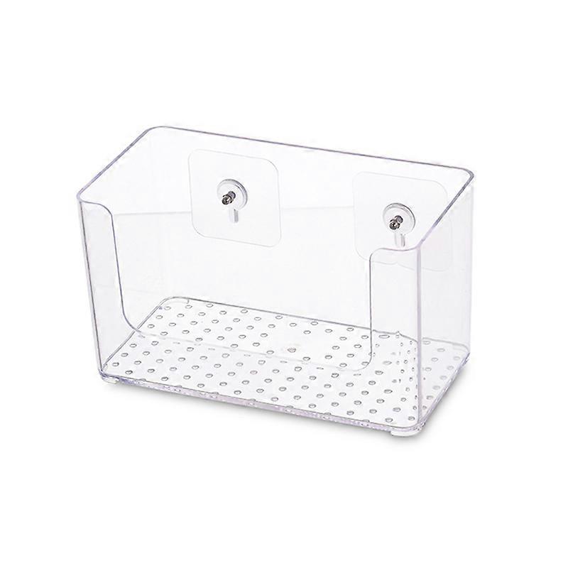 Transparent Paste Wall-Mounted Plastic Storage Organizer Bin Basket With Wide Open Front For